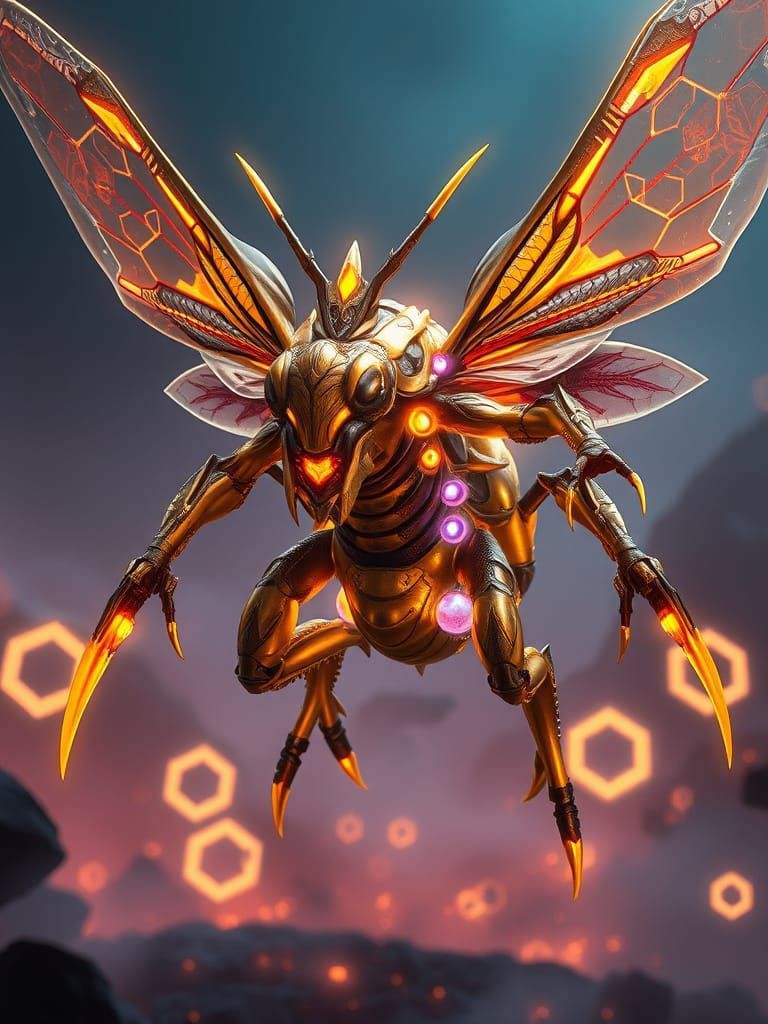 Bee Warrior Hybrid Concept Art in Heroic Style