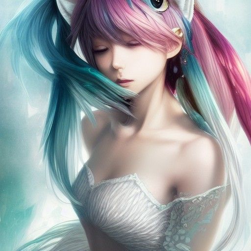 Anime Cat-Girl Goddess in Hyper-Detailed Digital Art