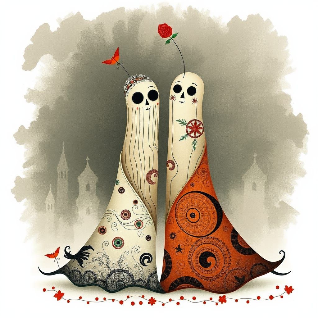 Whimsical Abstract Ghosts in Artistic Textile Prints