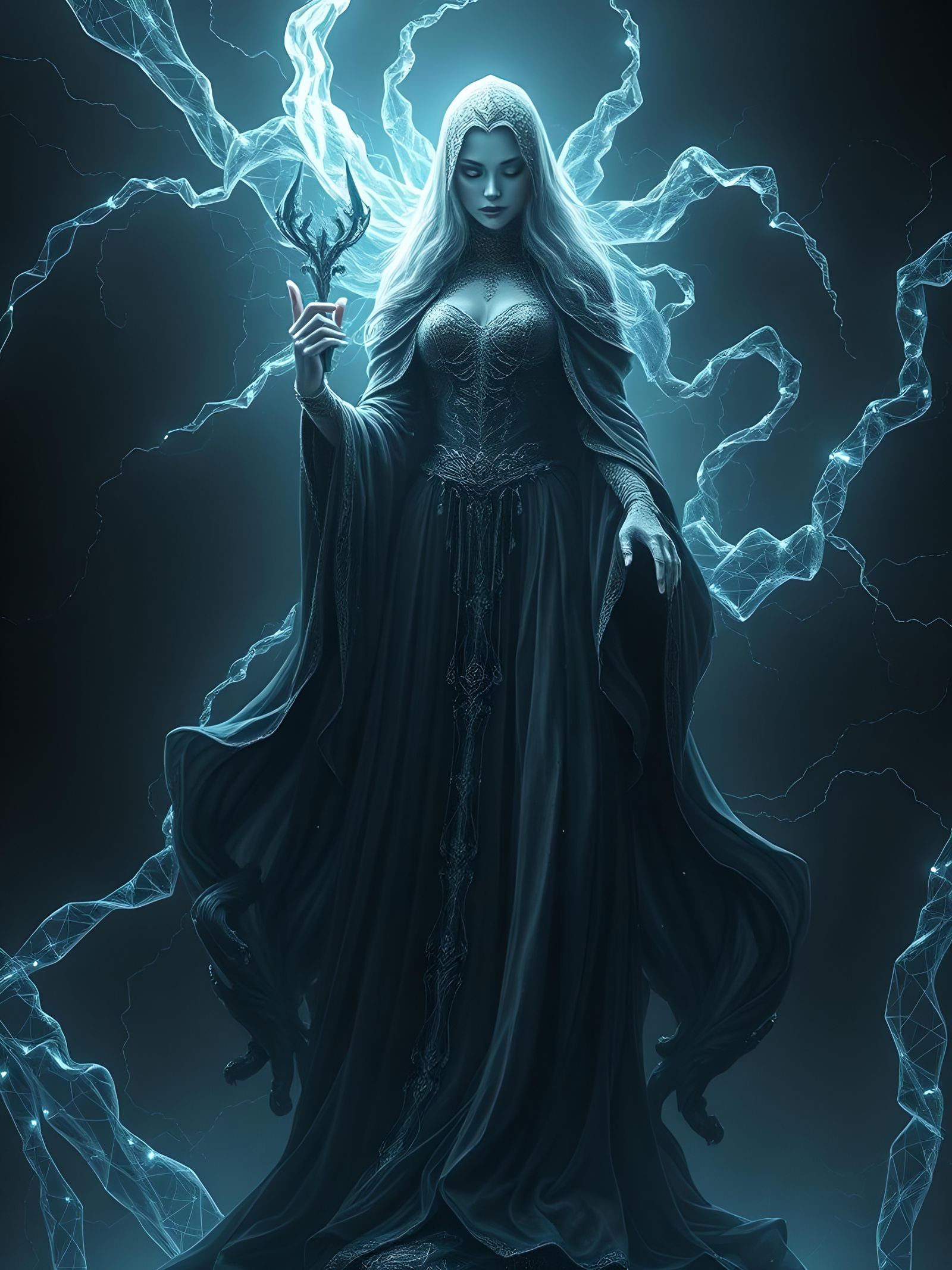 Regal Witch in Ethereal Fractal Realm