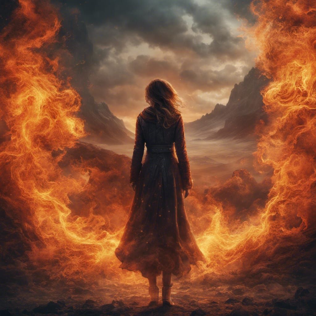 Fiery Woman: Epic Digital Matte Painting