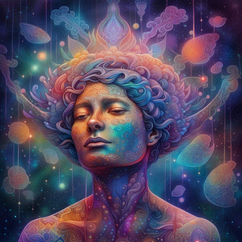 Relaxing Shower: Holographic Astral Cosmic Illustration