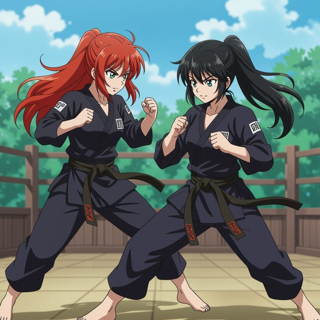 Anime Martial Artist in Fierce Combat