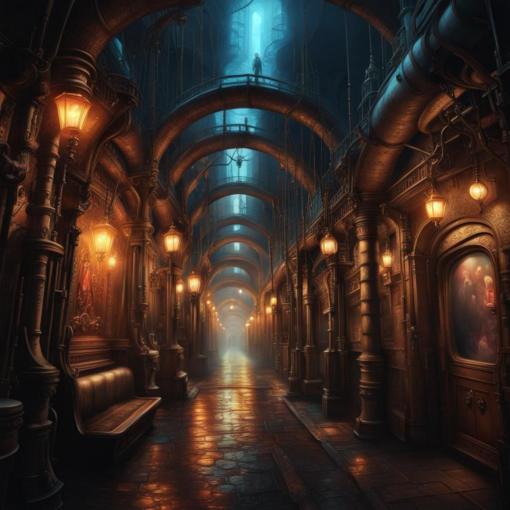 In the depths of a picturesque underground gothic steampunk ...