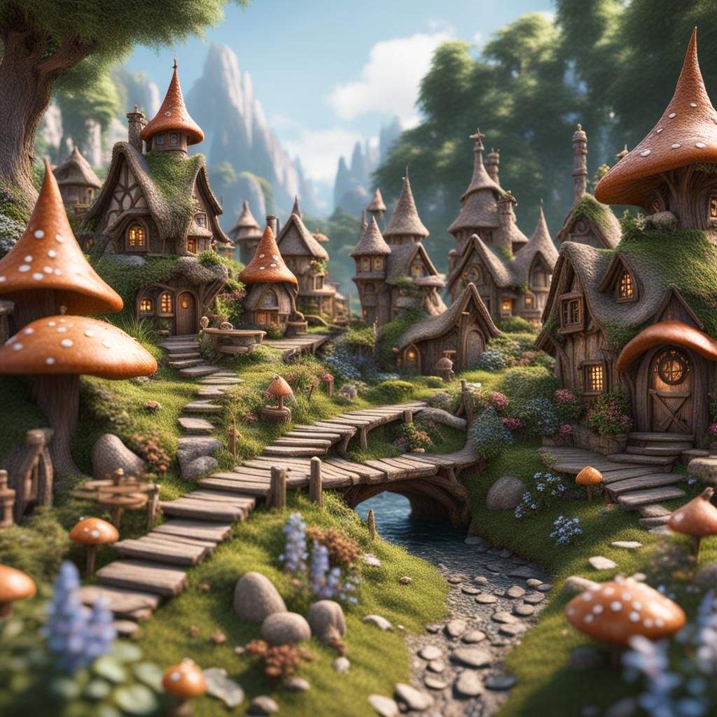Hyperrealistic Fairy Village in 8K Resolution