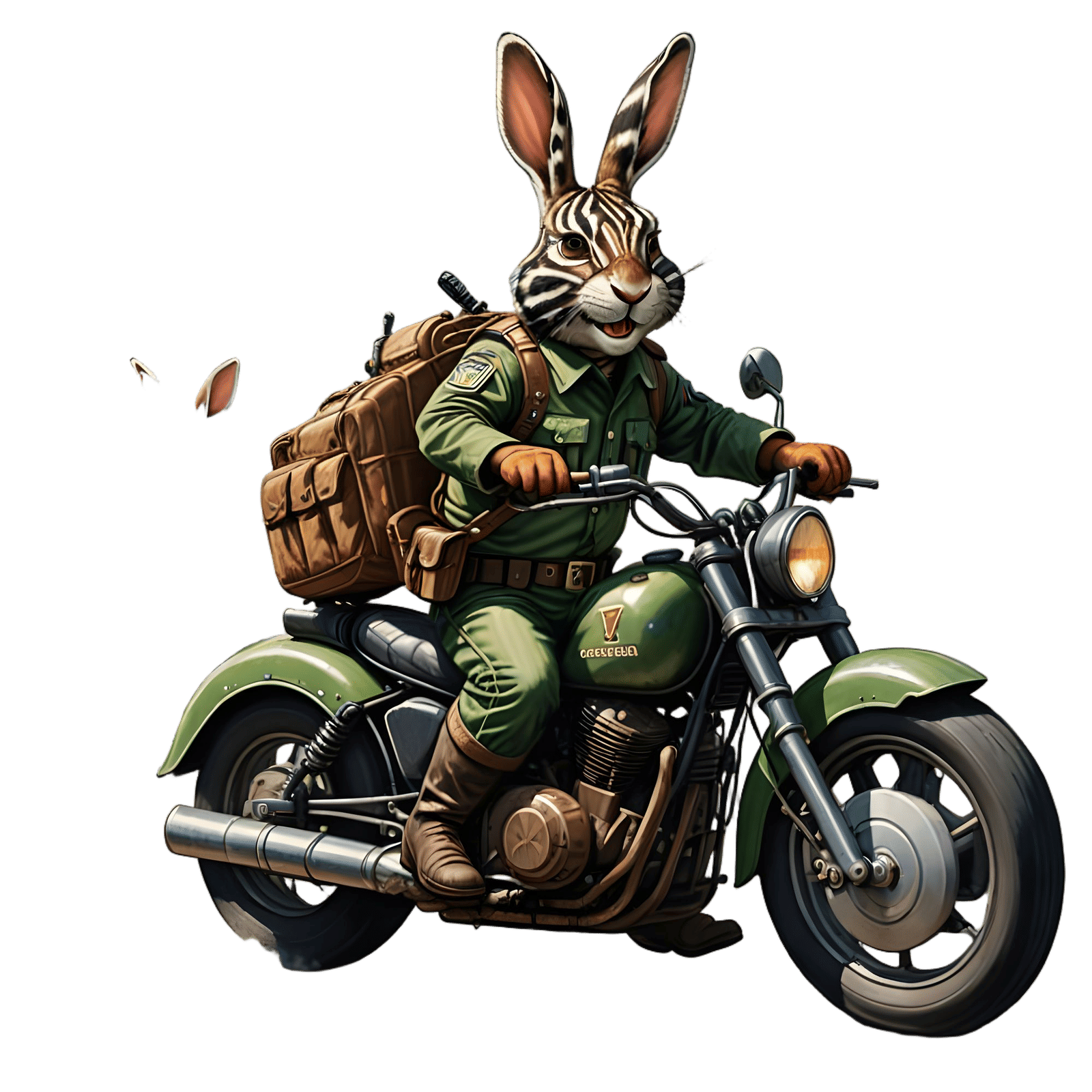 Giant Zebra Bunny Rides Motorcycle in High-Speed Chase