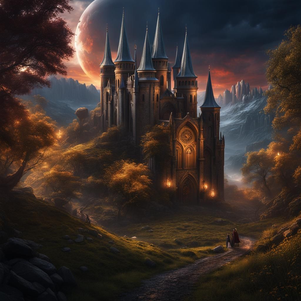 Young Witch Flying on Broom Casting Spell