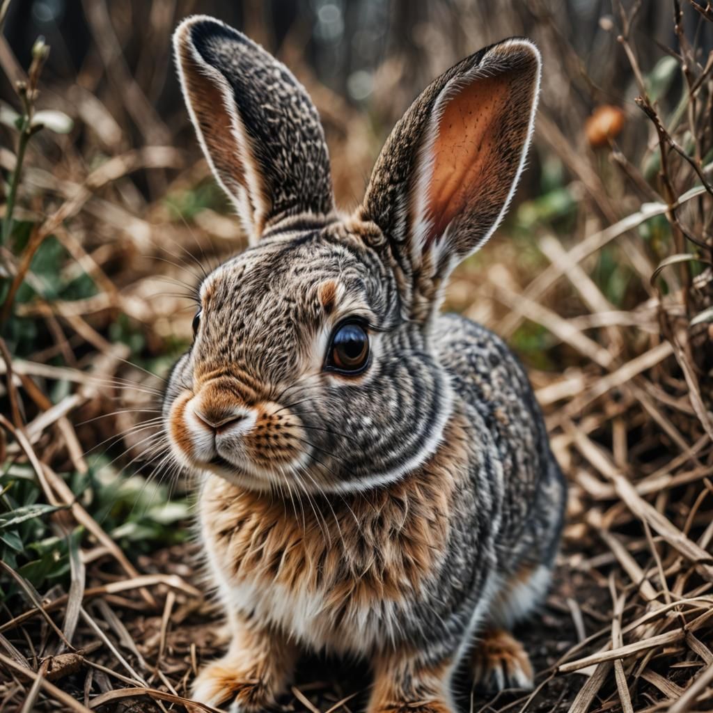 Hyperrealistic Cute Bunny with Big Eyes