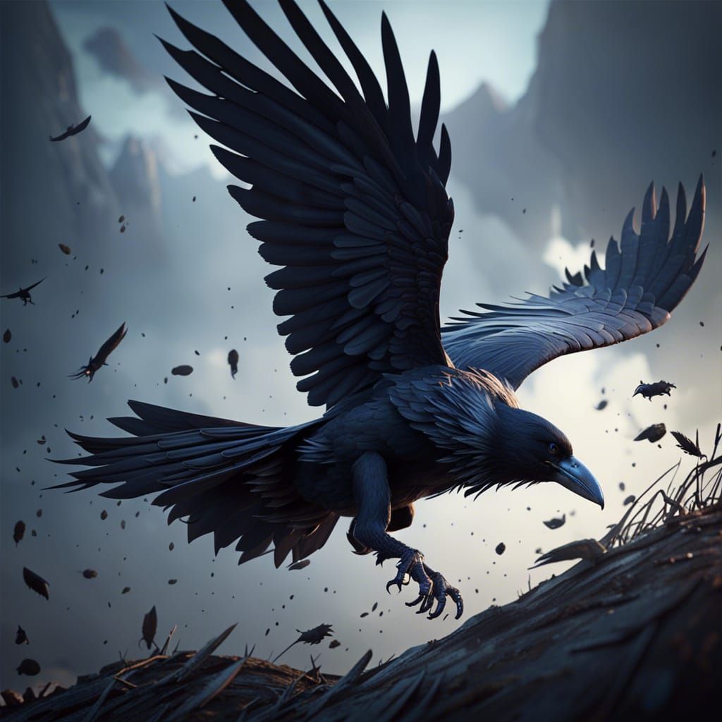 Crow Flying: 3D Game Cinematic Graphics