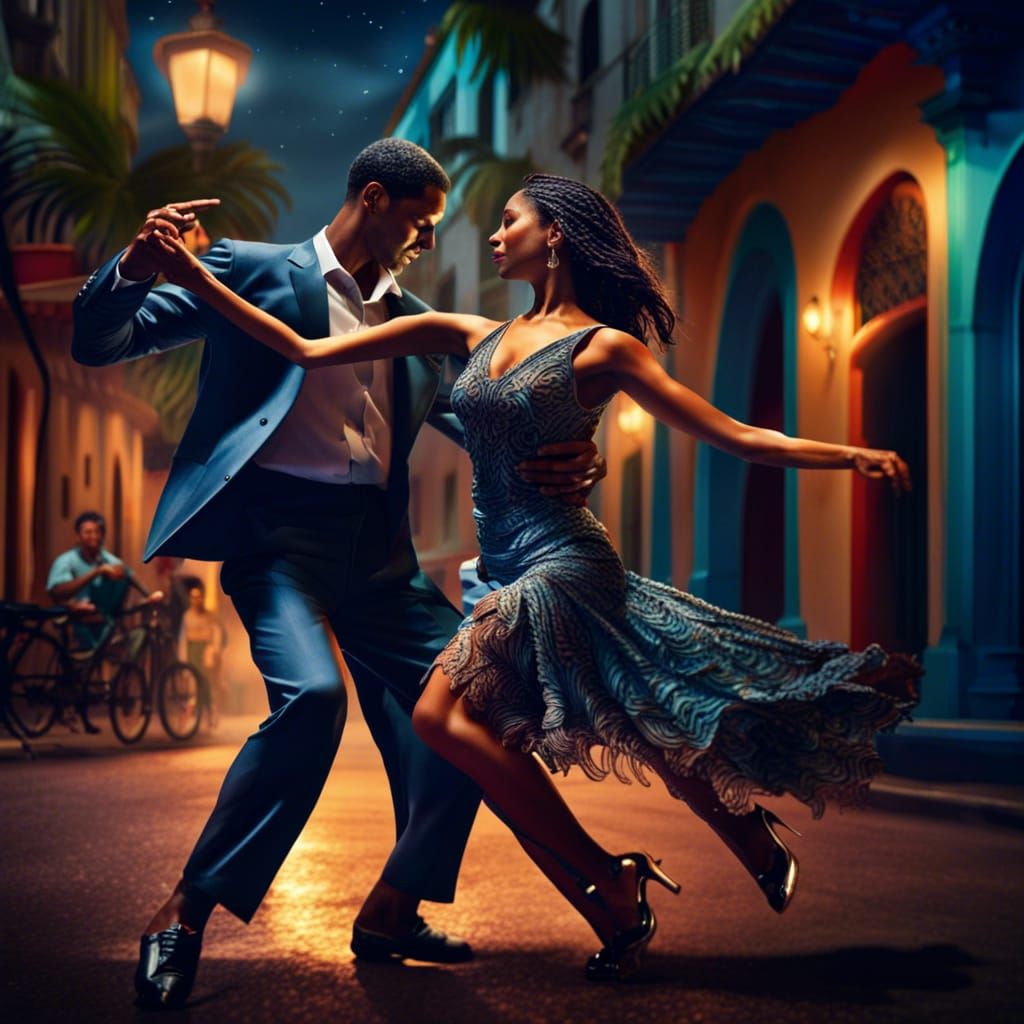 Passionate Tango in Havana Under Moonlight