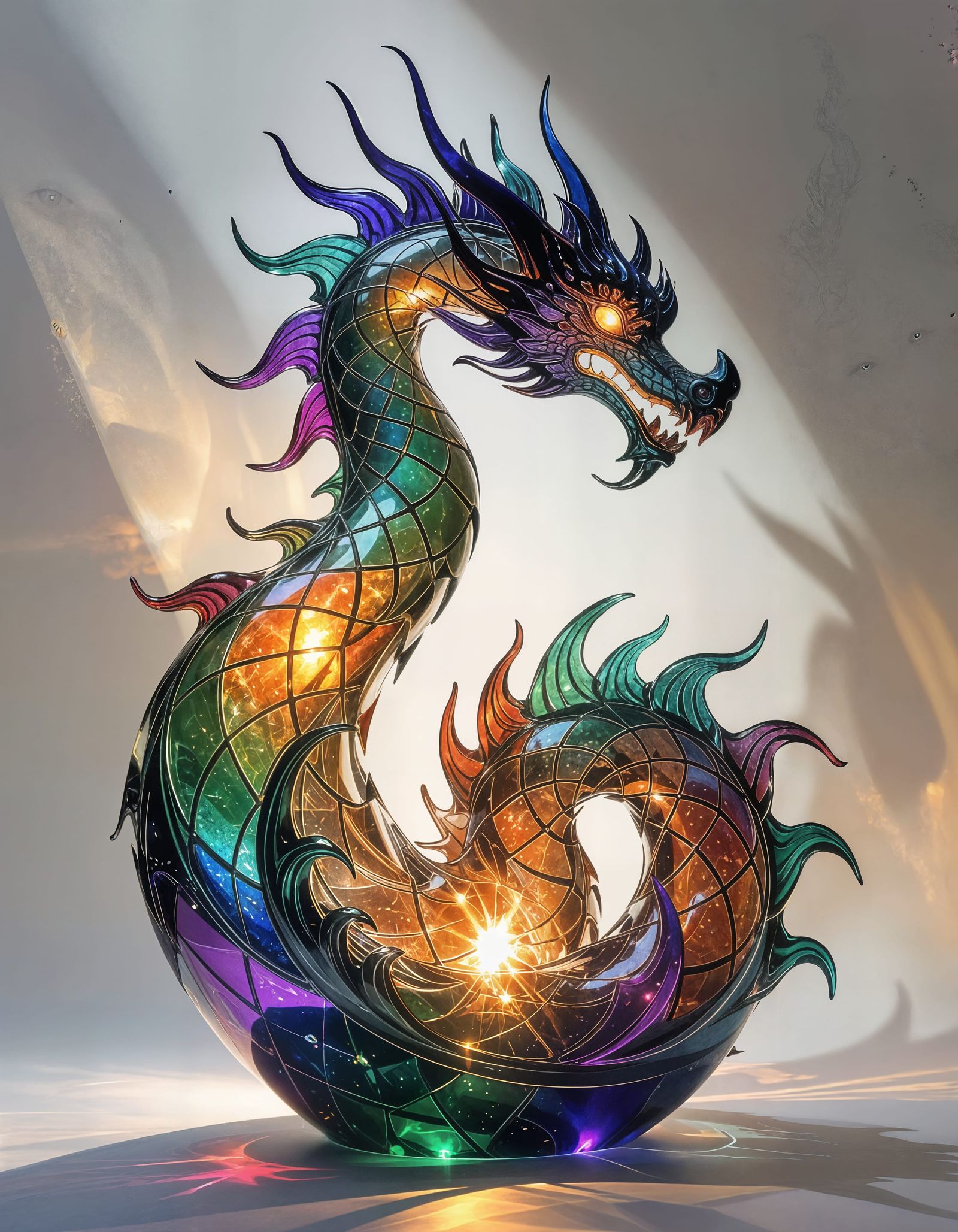 Draconic Abstract Glass Sculpture Masterpiece