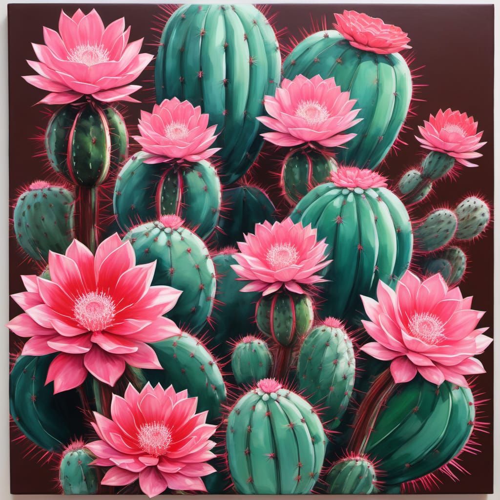 Abstract Dystopian Landscape with Bulgarian Rose and Pine