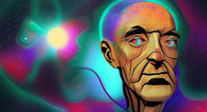 Cosmic Oppenheimer: Holographic Astral Illustration