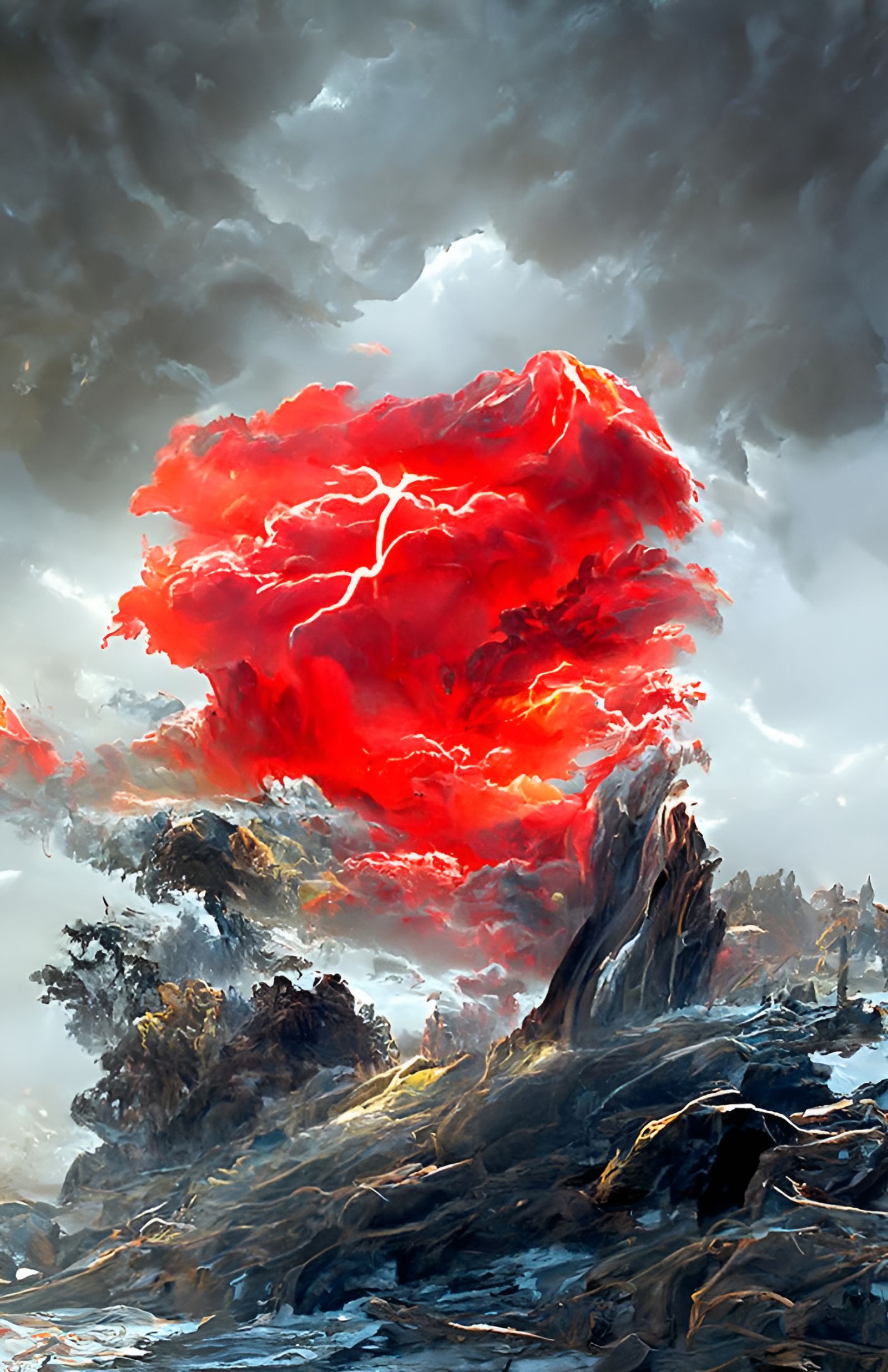 Heart-Shaped Storm in Canyon Inspired by Romanticism