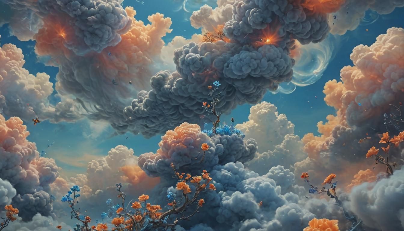 Surreal World of Iridescent Flowers in Digital Art