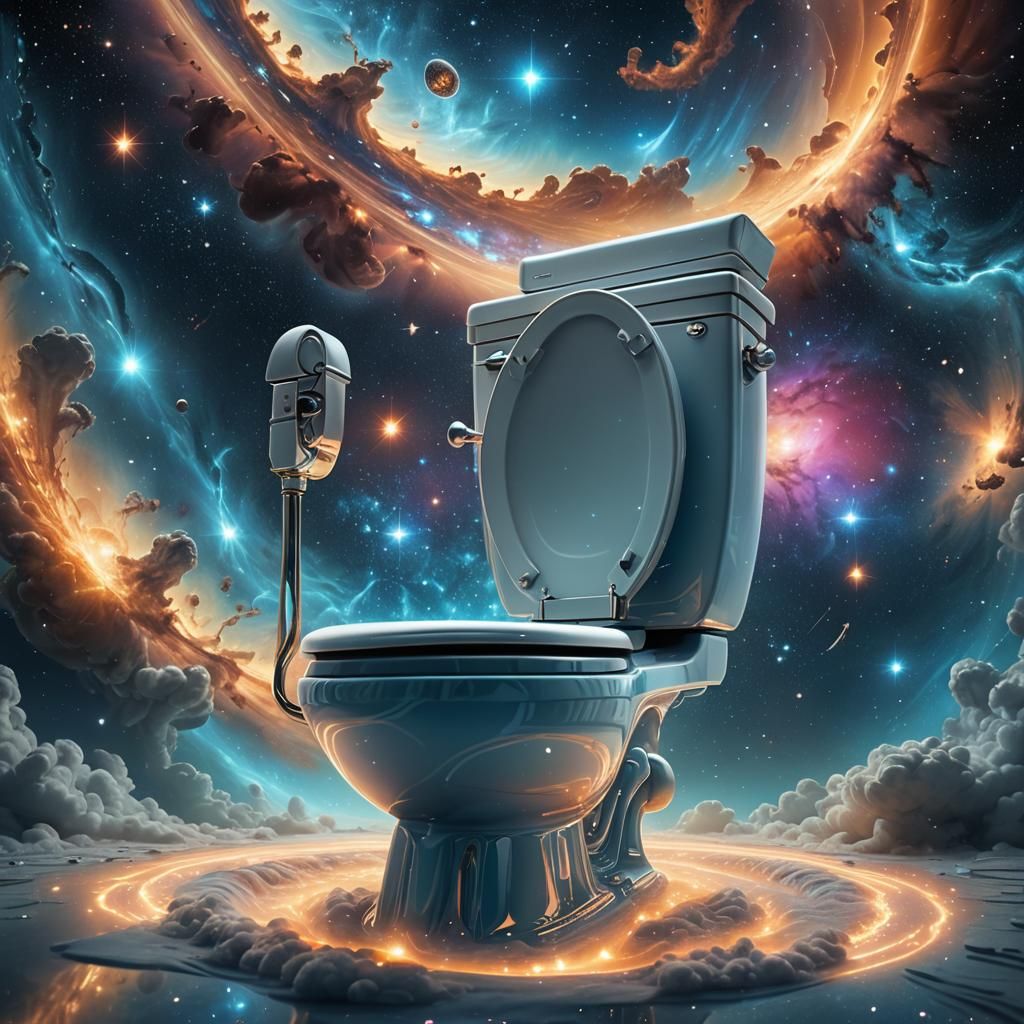 Surreal Toilet on Mystical Nebula Platform