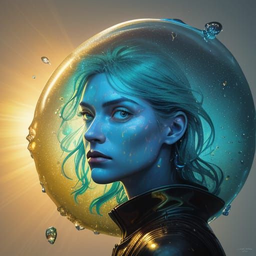 Glistening Raindrop in Hyperrealistic Style