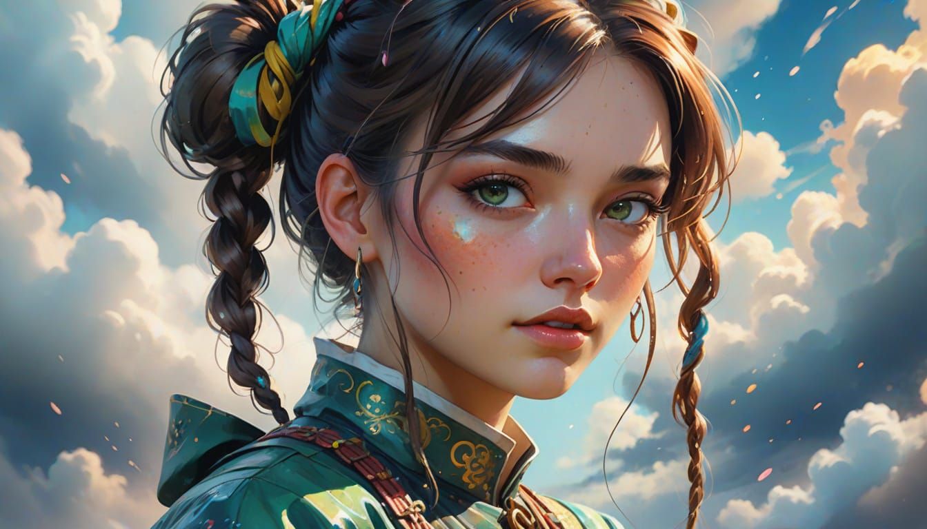 Enchanting Fantasy Portrait in Whimsical Watercolor Style