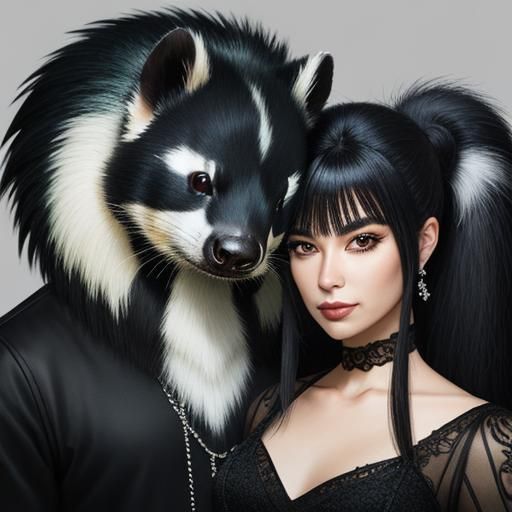 Hyper-Realistic Portrait: Skunk Interruption