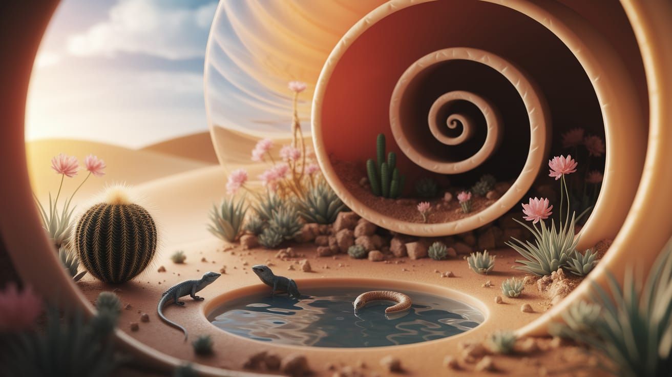 Desert Oasis Inside Seashell, Glowing Photograph