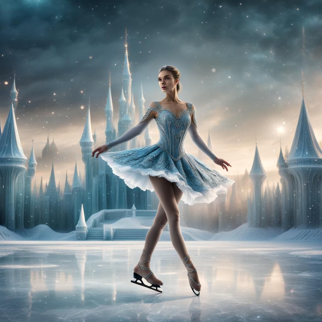 Figure Skater in Ice Palace: Digital Matte Painting