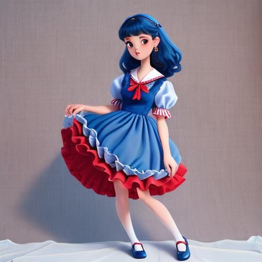 Girl in Frilly Sailor Dress with Ruffles