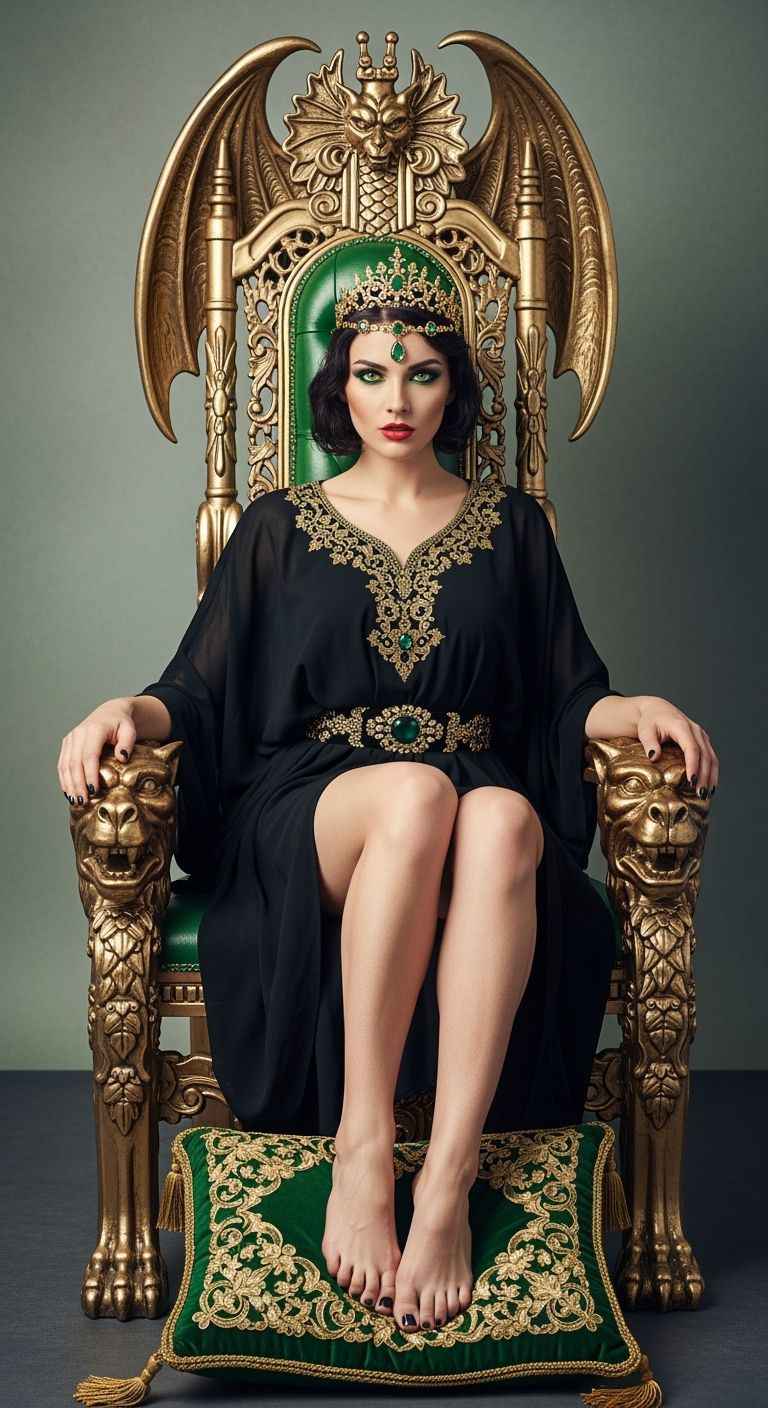 Evil Sorceress on Gargoyle Throne: High Fashion Photography