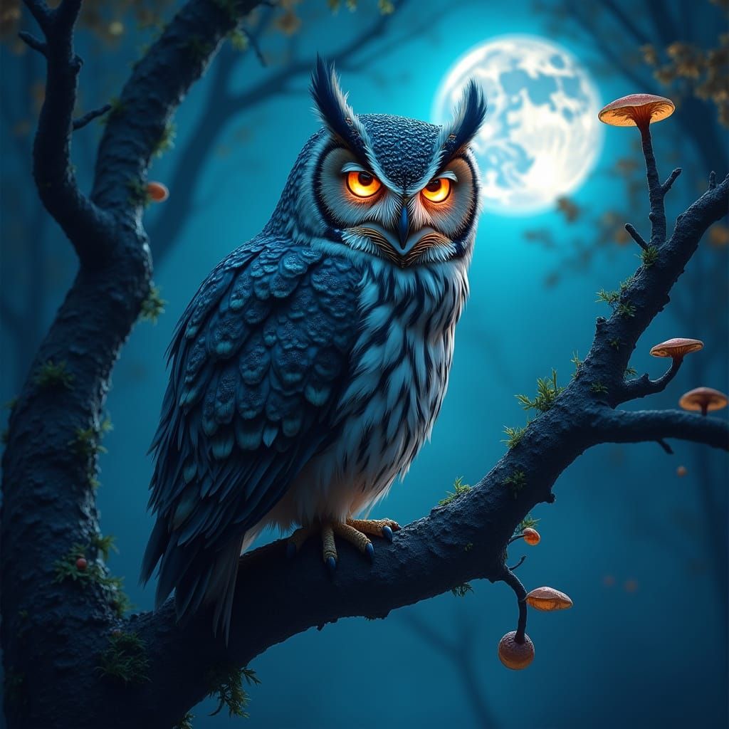 Majestic Owl Under Full Moonlit Sky