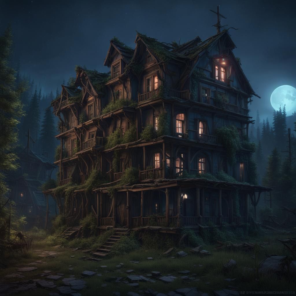 Abandoned town slowly being reclaimed by the forest.