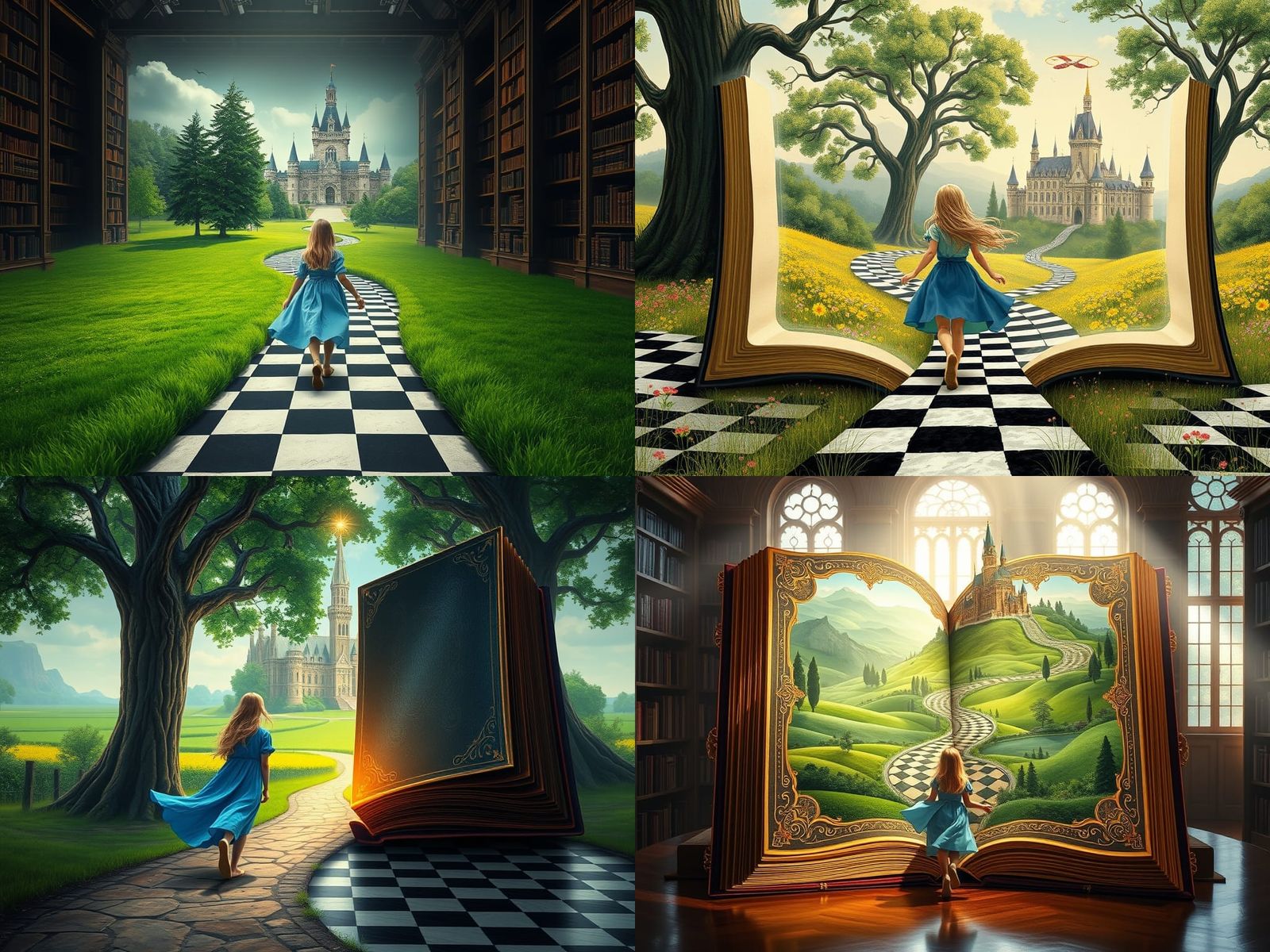 Girl Enters a Fantastical World in a Giant Open Book