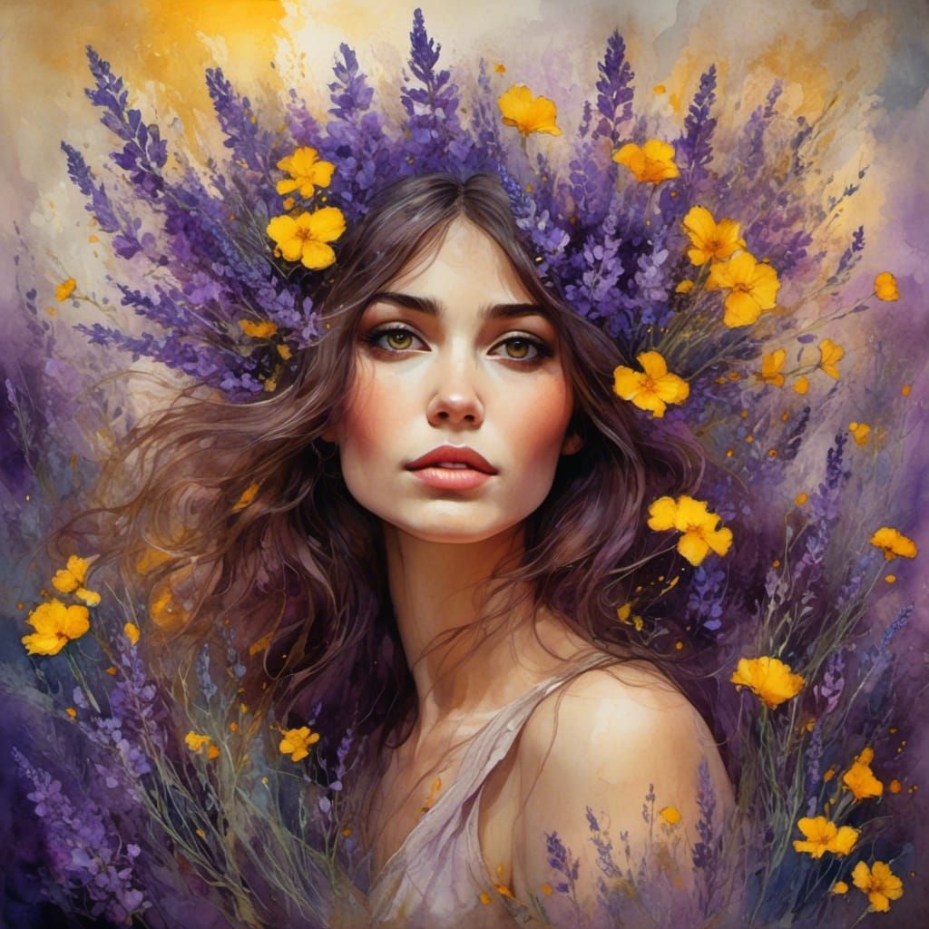 Woman in Lavender Field: A Storybook Portrait