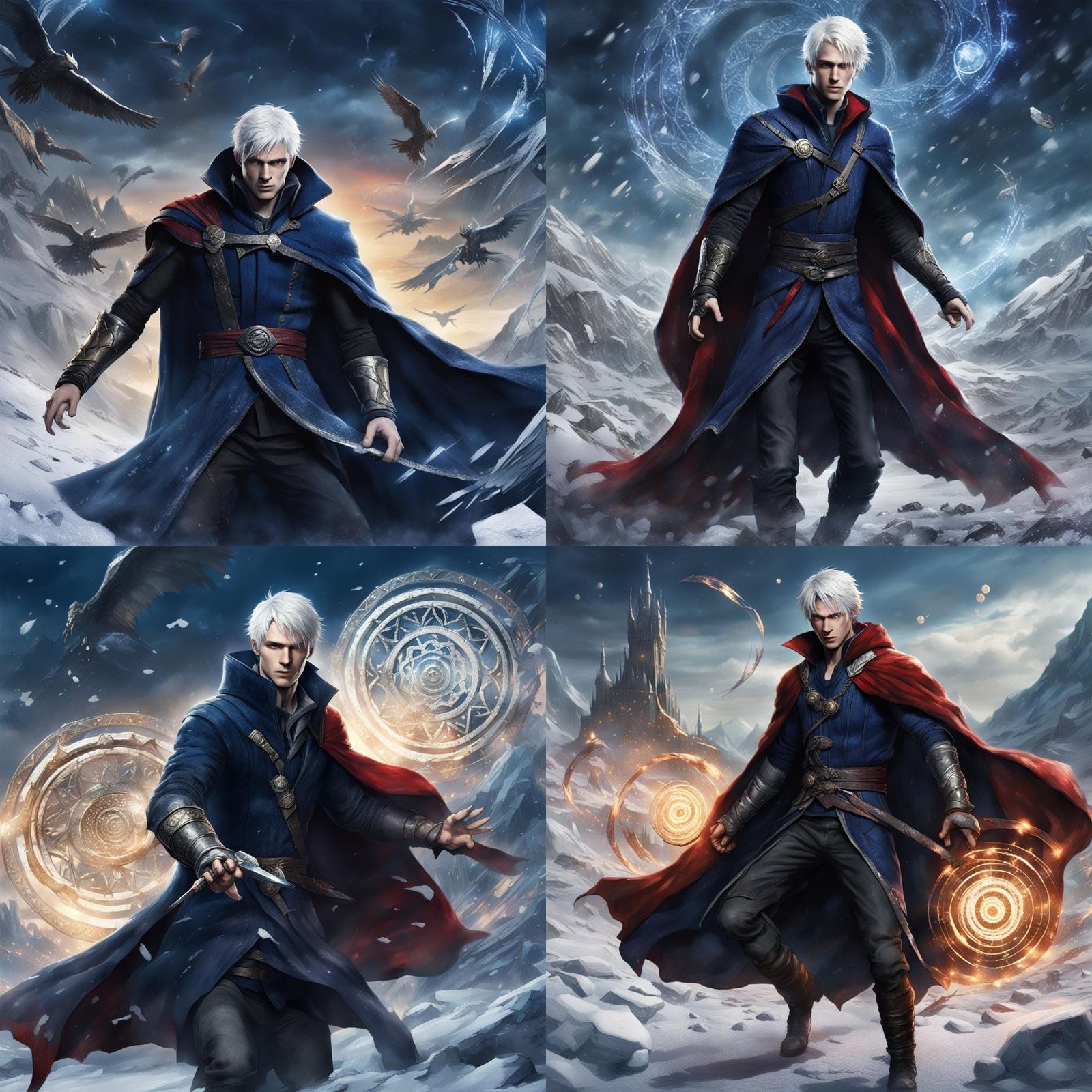 Warrior in Frozen Wasteland with Magic, Digital Art