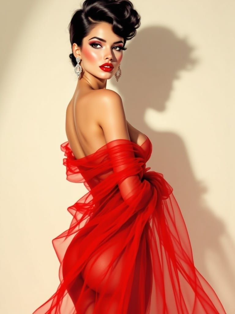 Bold Pinup Beauty in Red