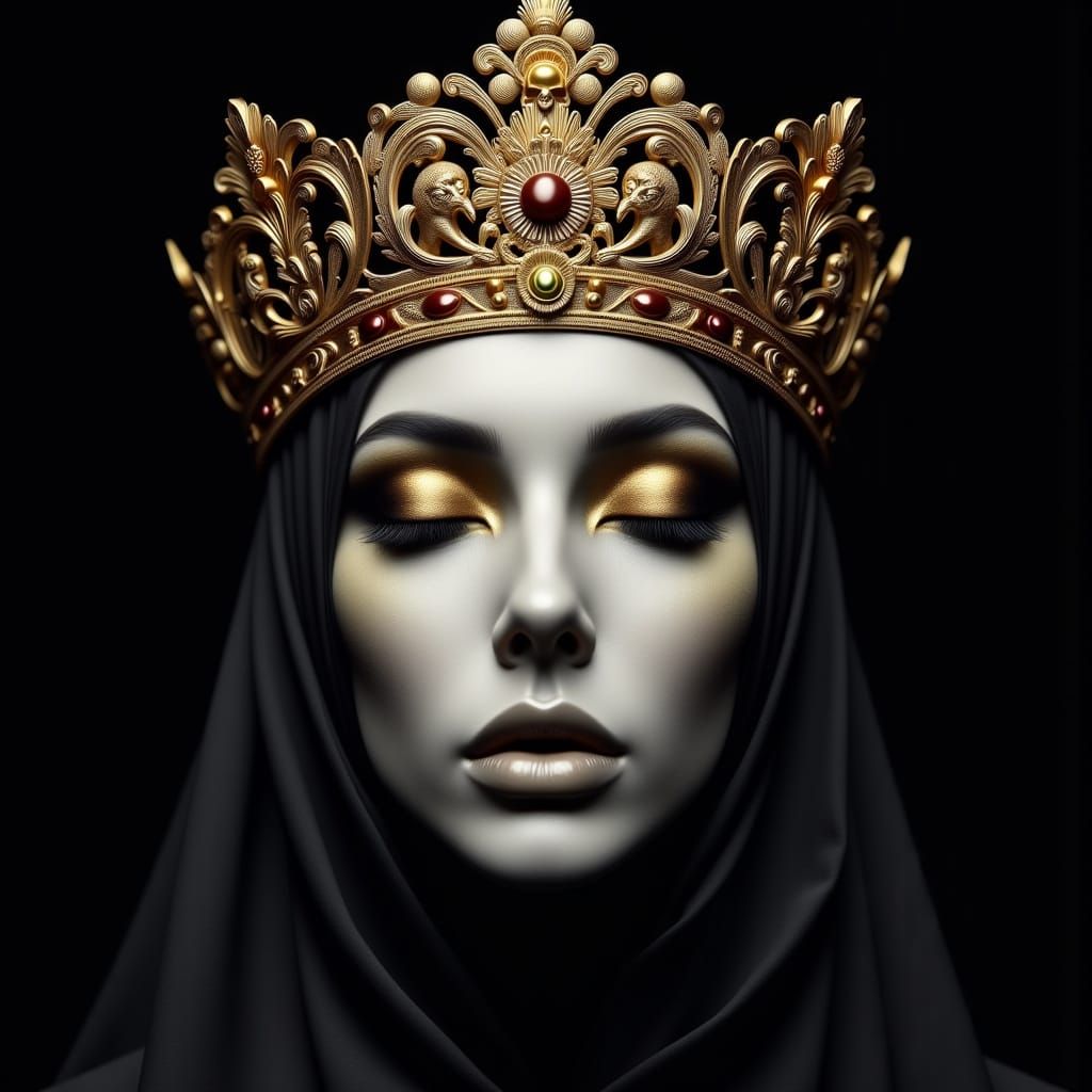 Surreal Gold Crown on Grey Face