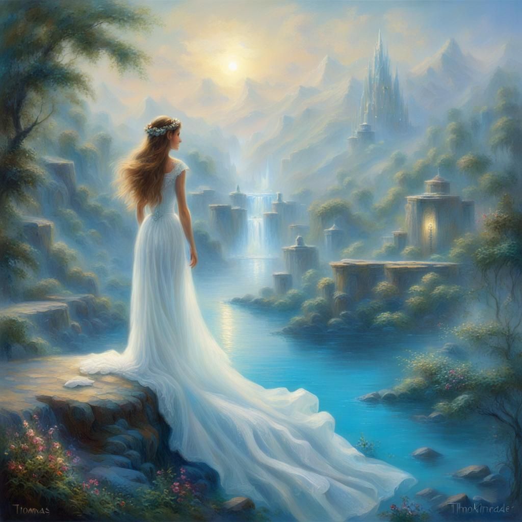 Ethereal Lady in White at Blue Lagoon