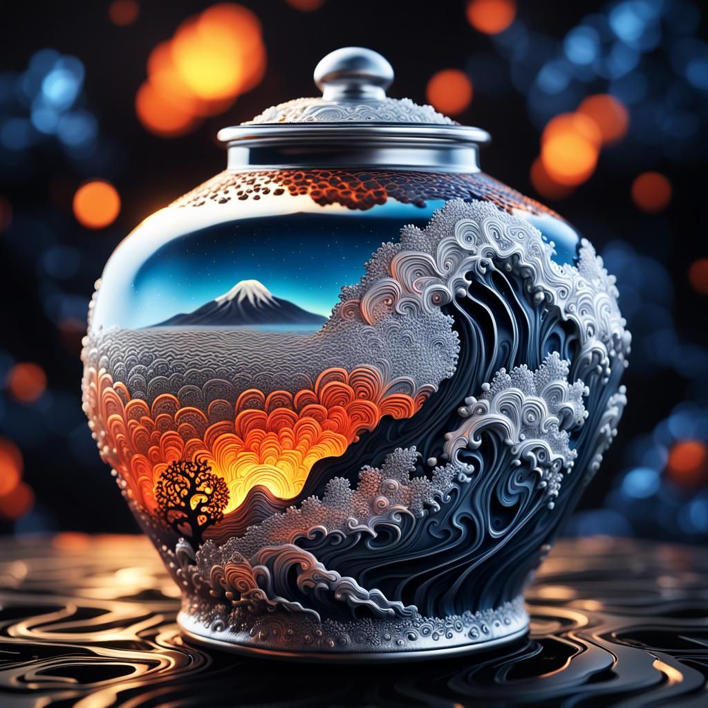Silver Jar Volcano: Surreal Macro Photography in 8K