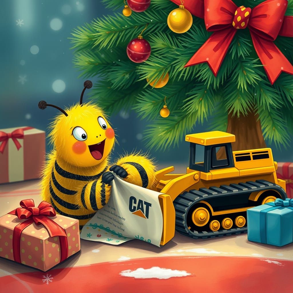 Caterpillar's Christmas Bulldozer: Whimsical Storybook Illus...