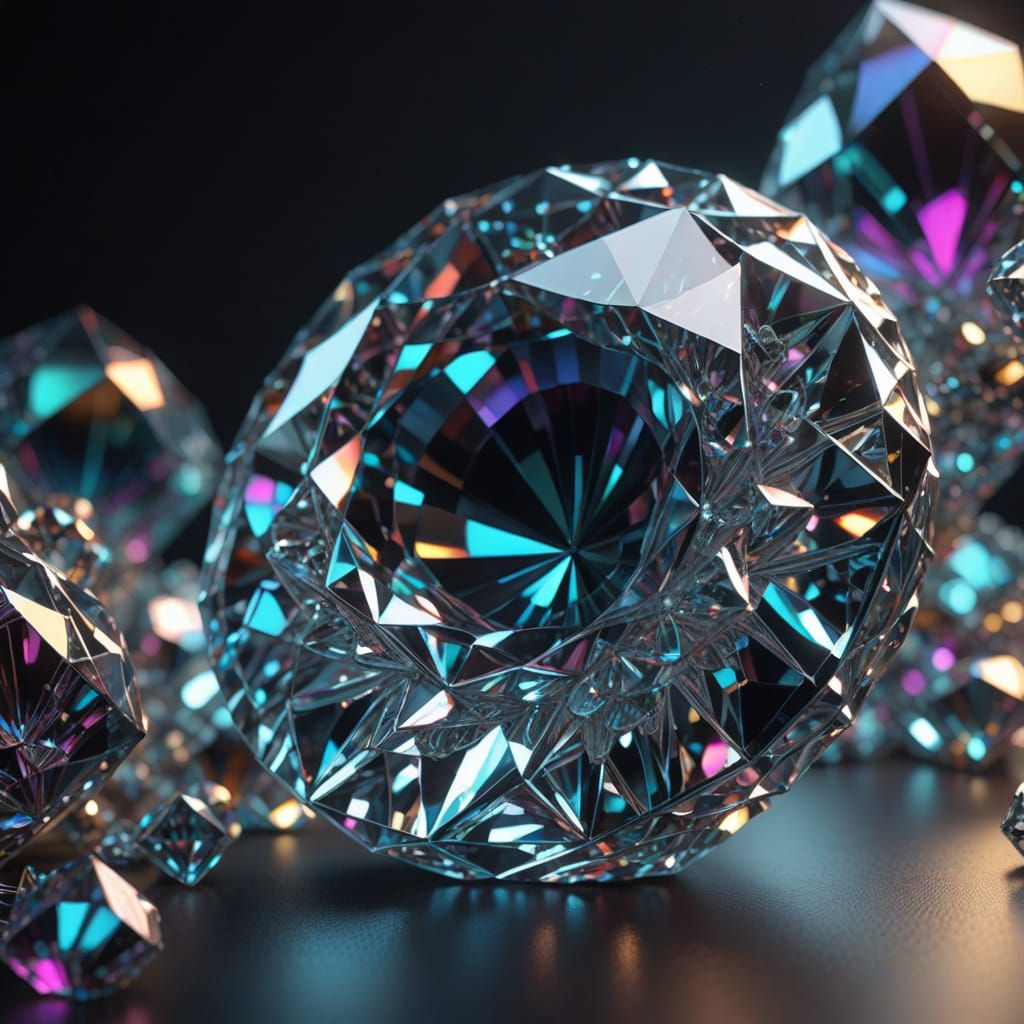 Intricate Diamond Fractal Sculpture in 3D Render
