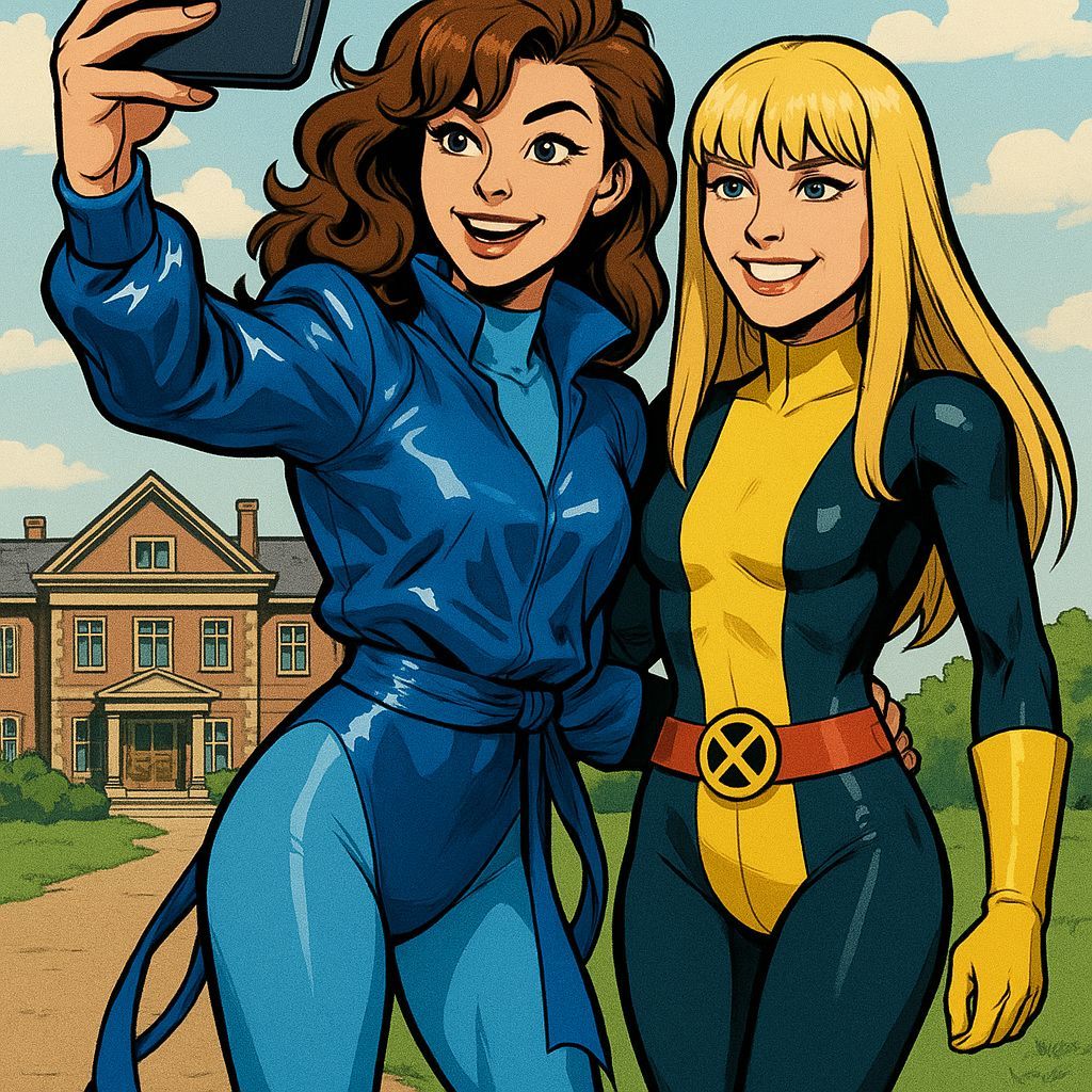 Shadowcat and Magik Selfie in Comic Art Style