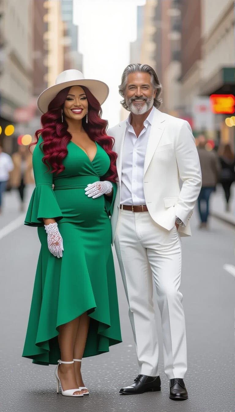 Stylish Couple on City Street, Fashion Photography
