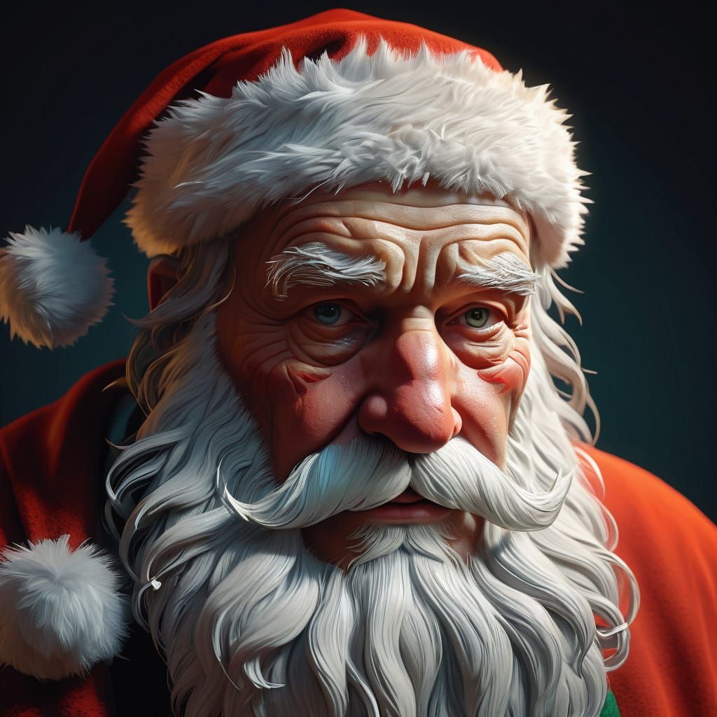 Surreal Christmas Santa in Hyperrealistic Art Style
