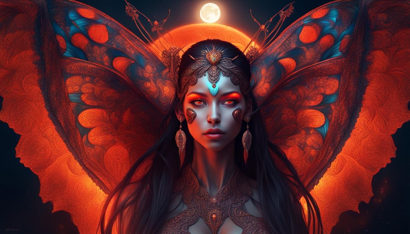 Butterfly Winged Shaman in Digital Art Style
