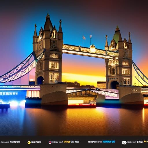 London Bridge with Lights: Detailed Matte Painting