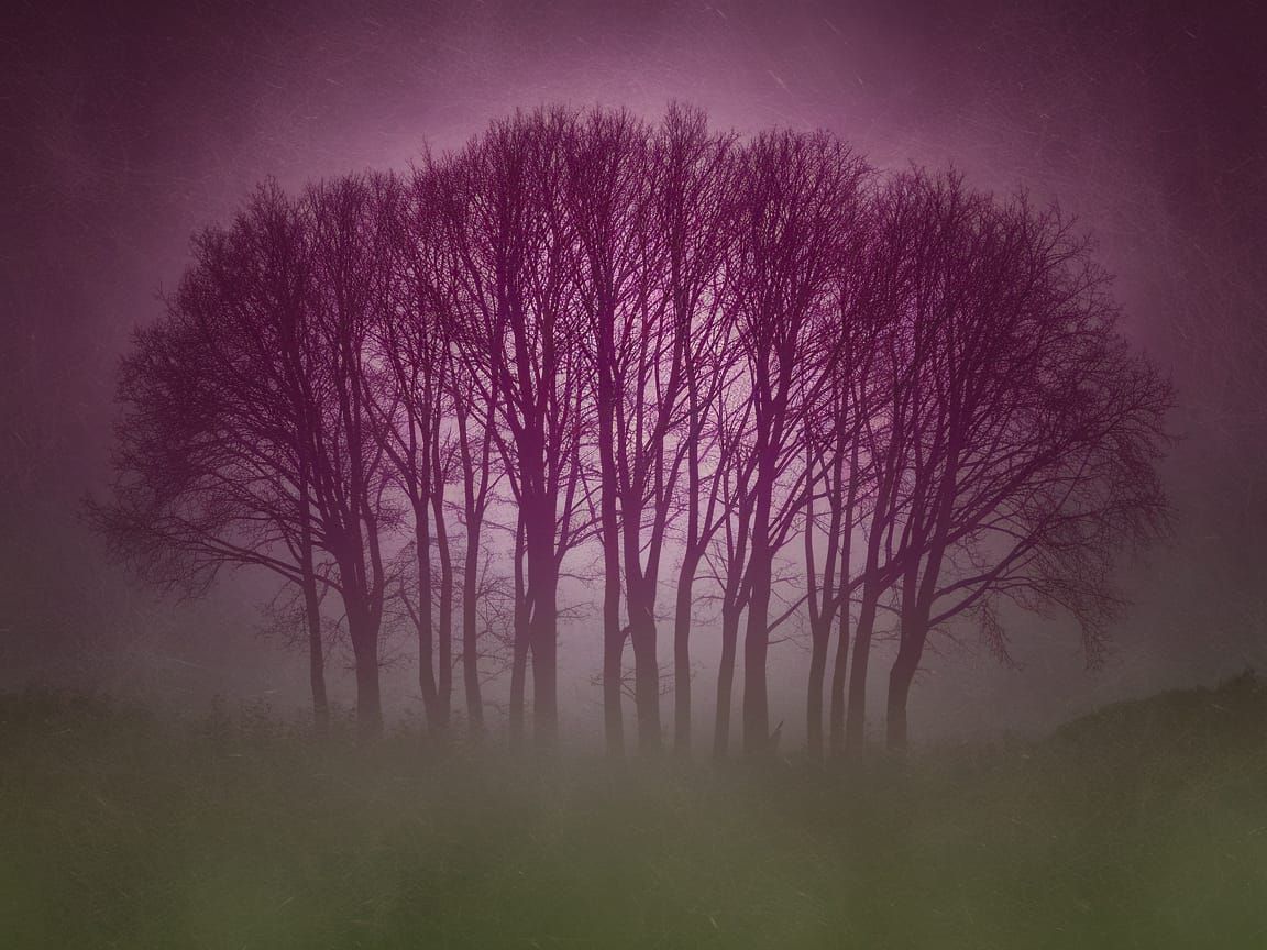 Mystical Winter Landscape with Bare Trees