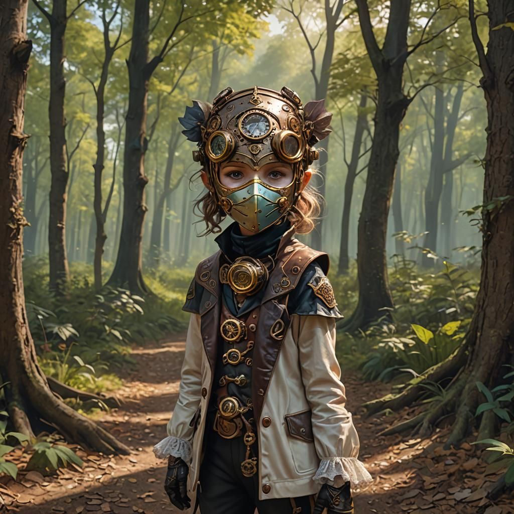 Steampunk Toddler Portrait in Country Woods