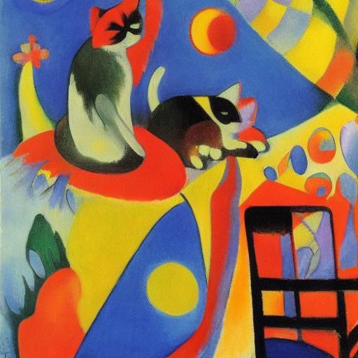 Fluorescent Cat in Expressionist Style