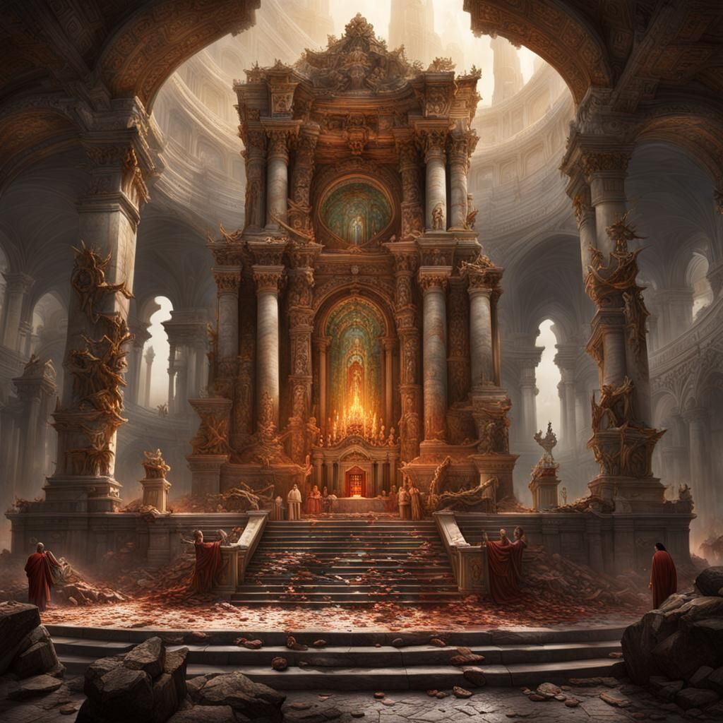 Altar of Sacrifice: Digital Splattered Oil Painting