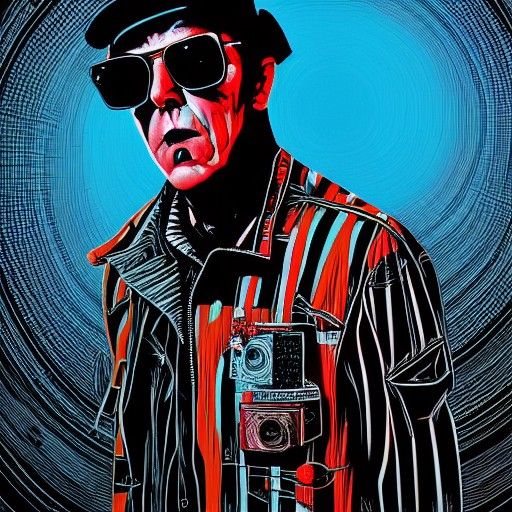 Hunter S Thompson Illustration in Photorealism Style