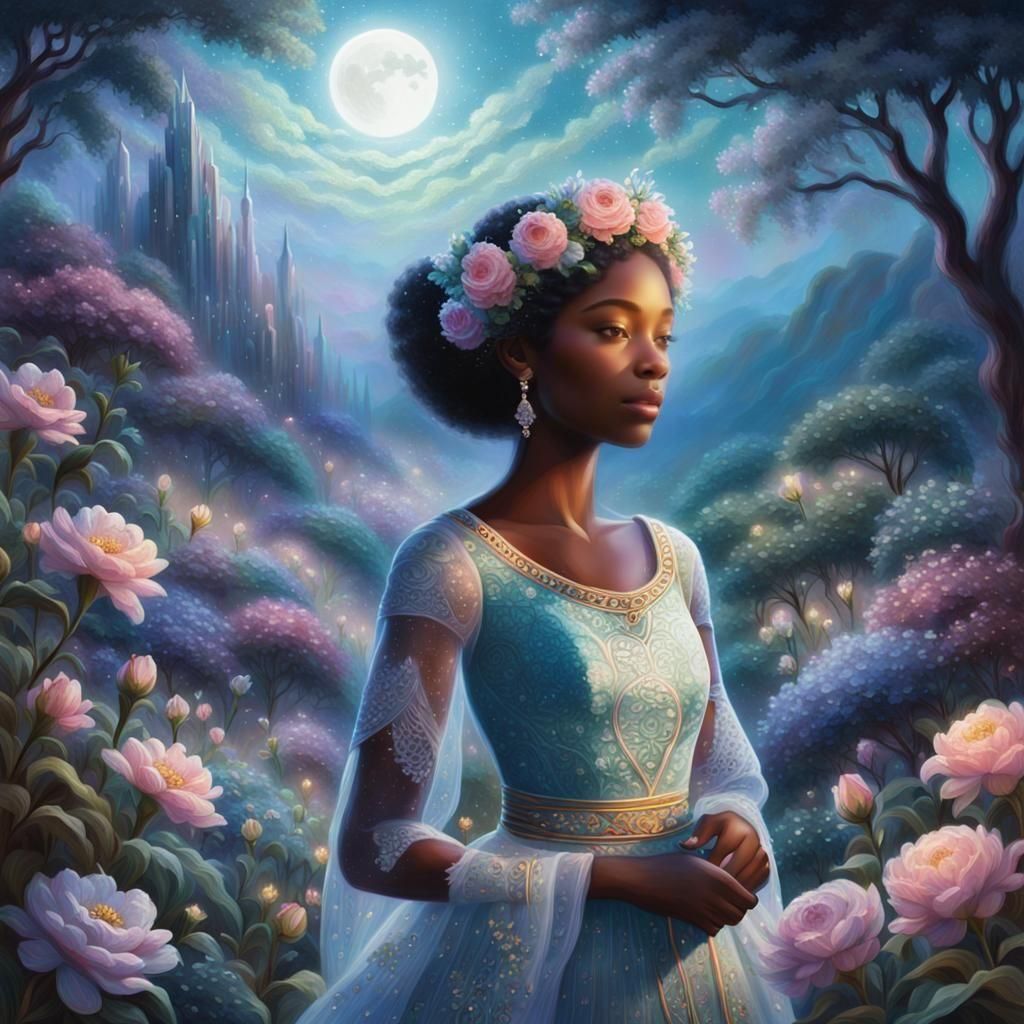 Moonlight Floral Princess in Utopian Africa
