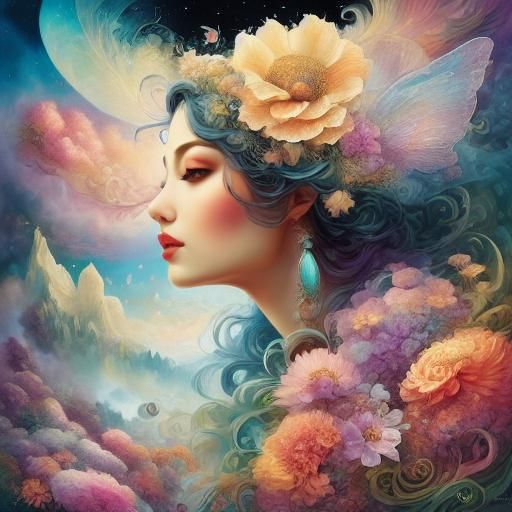 Swirling Dreamscape in Hyperdetailed Digital Illustration